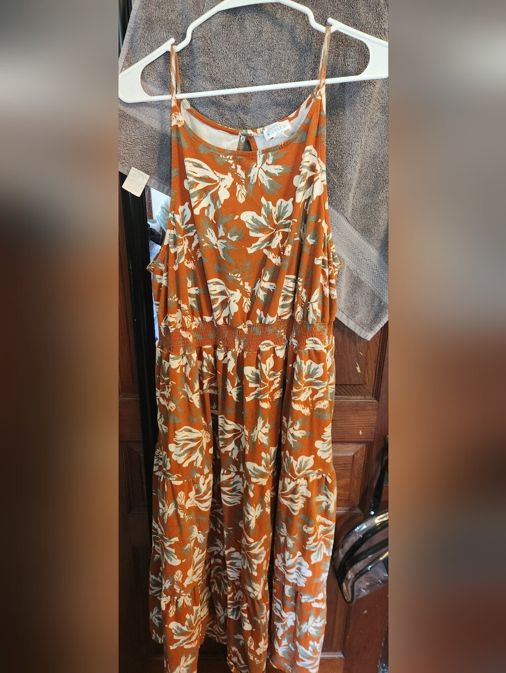 Market & Spruce Rust Floral Spaghetti-Strap Maxi Dress